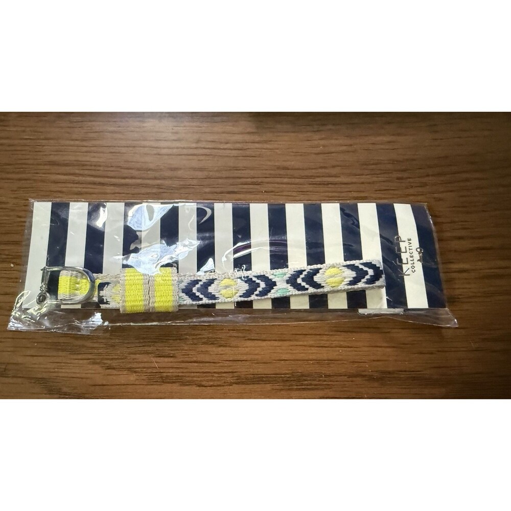 Keep Collective Keeper Single Woven Band Green Multi Citrine Stripe Silver NIP